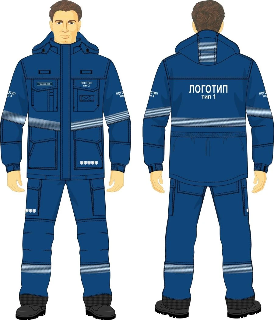 Men's set (suit: jacket, trousers and shirt-jacket) in the corporate style of PJSC Gazprom Neft for protection against thermal r