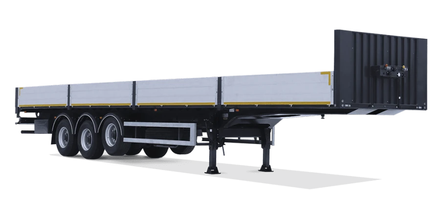Flatbed semi-trailer without awning and frame, three-axle, modification 871553