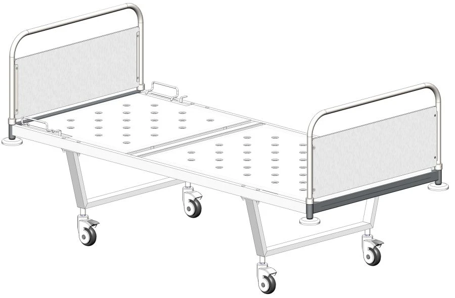 KF0-01-"MSC" (MSC-101DM) - General hospital bed with headrest, on wheels, metal backrests with decorative insert made of L