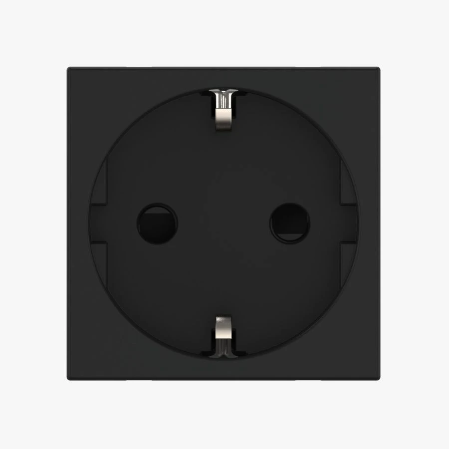 CADUCEUS ALING HIDE 45x45, 16A, 250V~ modular 45x45, 16A, 250V~ grounded socket with curtains, with horizontal plug, tee