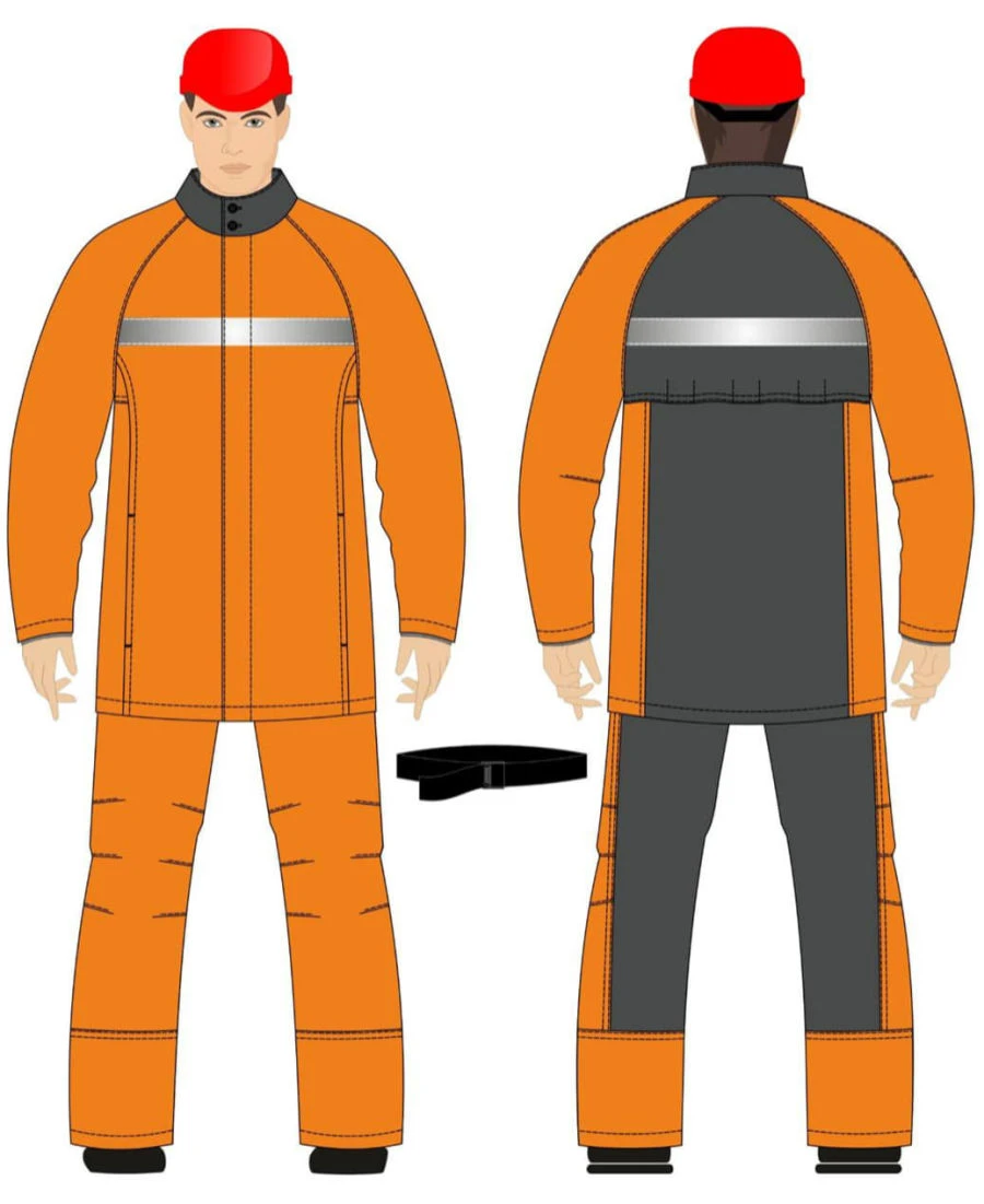 Men's suit (jacket, trousers) for protection against elevated temperatures; against general industrial pollution and mechanical