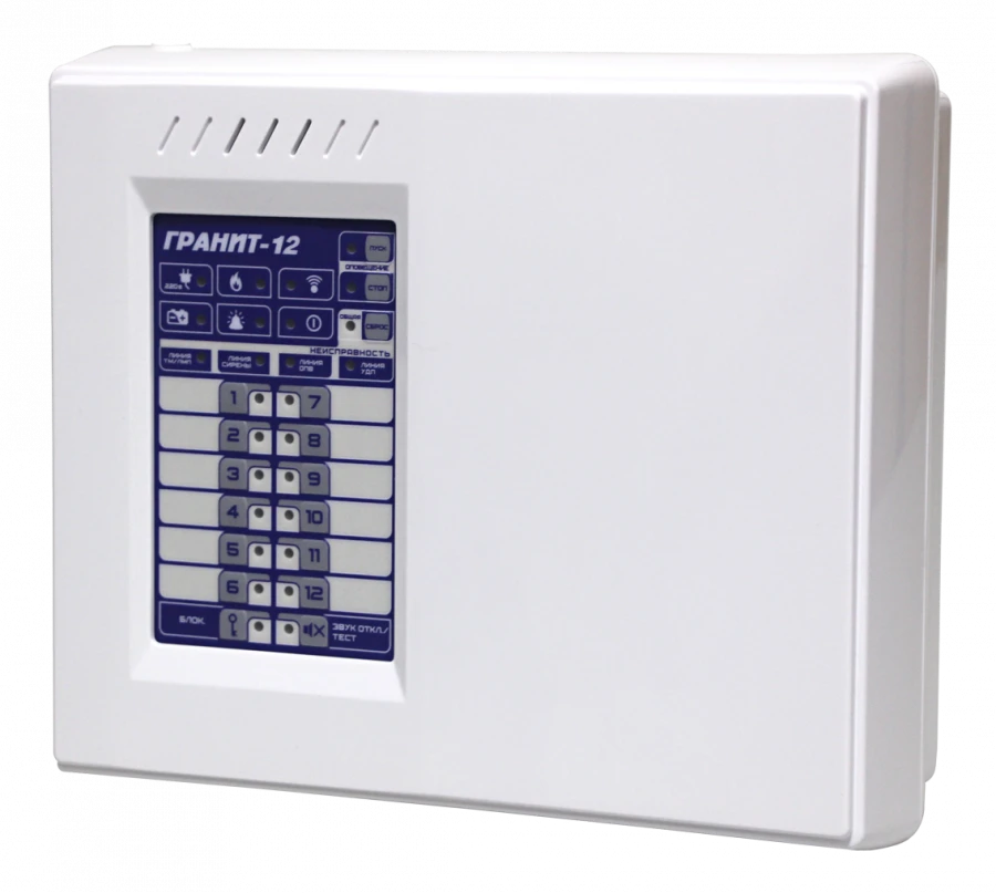 Granit 12 fire alarm and security monitoring and control device