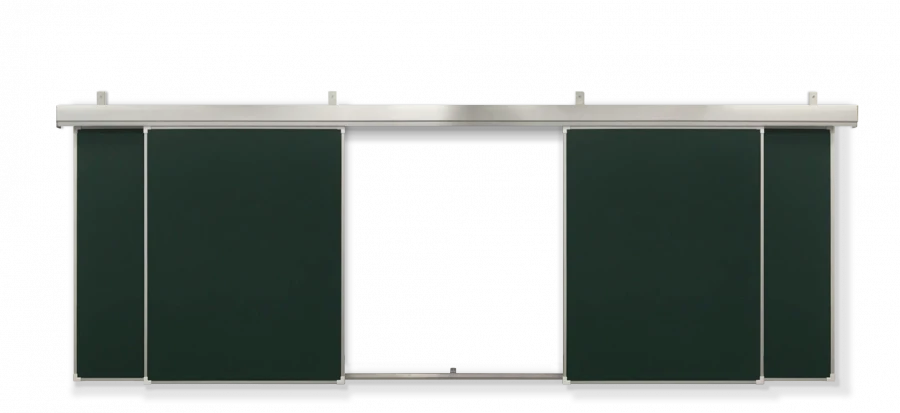 Rail system of sliding auditor's magnetic chalk boards "Segment"