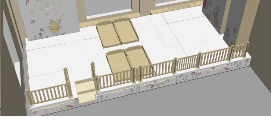 Multifunctional transformable complex for preschool groups "Garage"