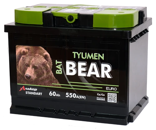 Lead accumulator for starting piston engines 6ST-60VLA "Tyumen BatBEAR"