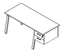 Straight table with drawer on metal frame