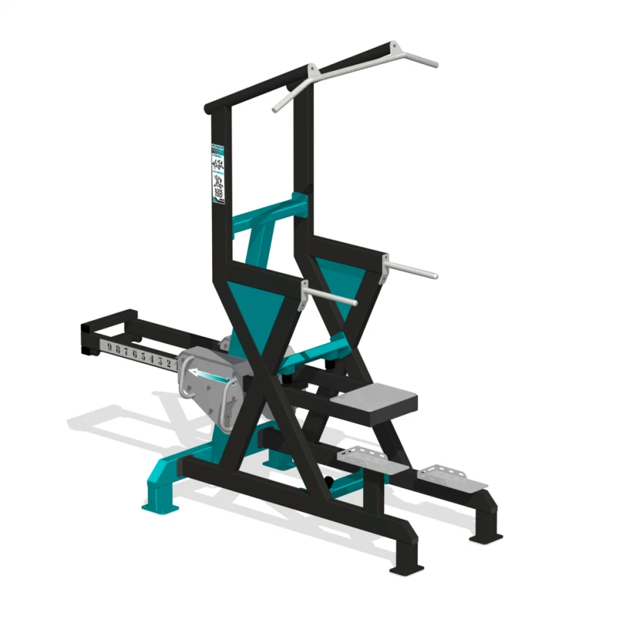 Outdoor strength training equipment for pull-ups and push-ups on the bars with a counterweight, with variable load