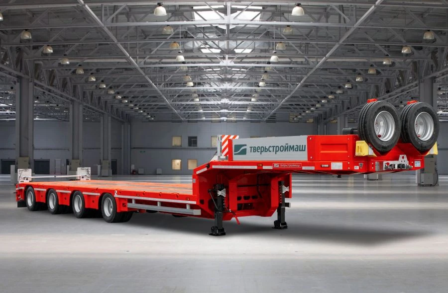 Semi-trailer Tverstroimash 993941 modification F024, variant - platform with pneumatic suspension and extensions