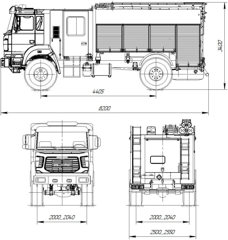 Fire engine of foam extinguishing APT 3,0-(40, -40/4, -50,-50/4) (43206) model 002-UPZ type UR44, modification UR44HH on chassis
