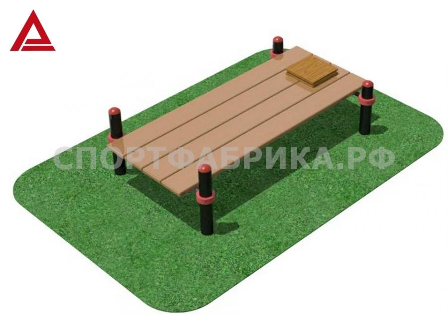 Platform for performing the test "Bending-extension of the arms in a supine position on the floor" with a platform for fixing th