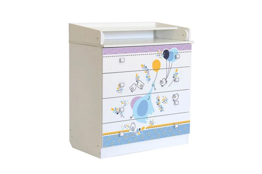 Polini kids Simple 1580 chest of drawers, Elephant on a ball, white, article number 0001288.9.3.