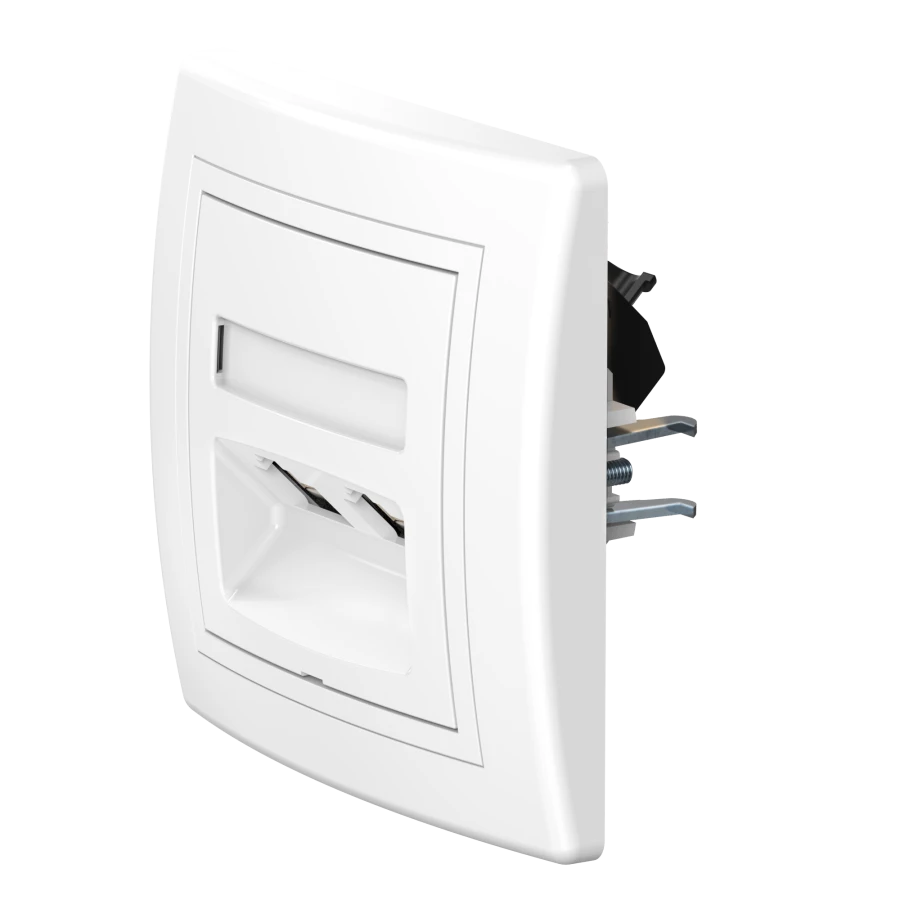 CADUCEUS ALING PRESTIGE Flush-mounted double computer socket with Keystone RJ45 8P8C cat.5e UTP modules, white, art. 614