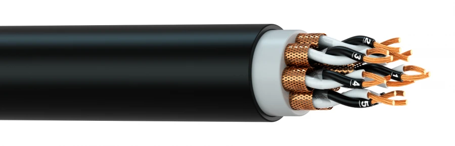 Installation cable with low smoke and gas emission, with paired copper shield, with water-blocking element, fire-resistant MKESH