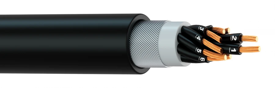 Installation cable with low smoke and gas emission, with steel wire armour, flame retardant MKKSHVng(A)-FRLS