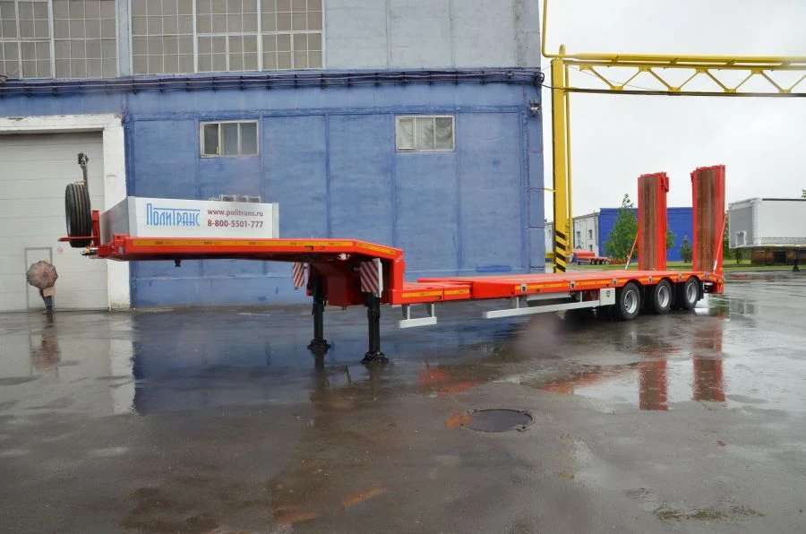 Semitrailer-tractor-trailer Politrans 94183-062. In the version: metal sliding platform with a loading platform, with a flatbed 