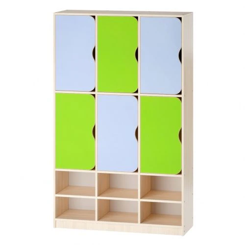 Six-door children's wardrobe with shoe rack