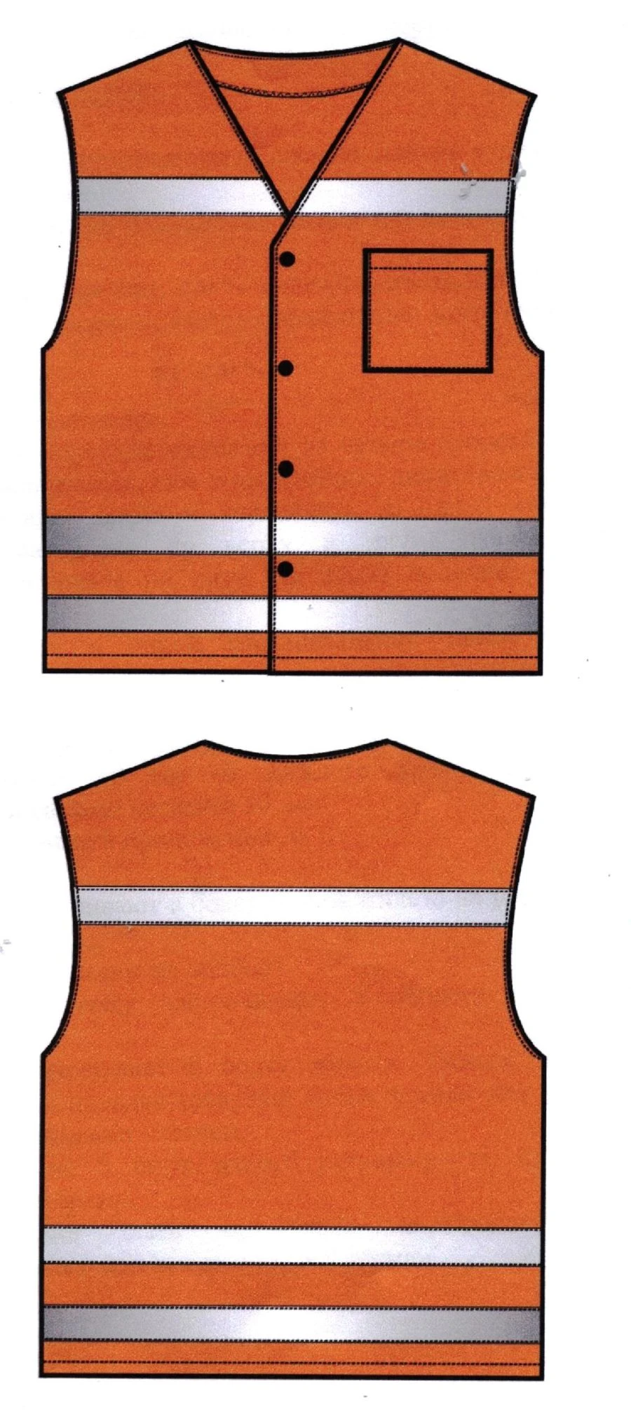 Women's high-visibility signal waistcoat made of polyester fluorescent fabrics with oil-repellent finish. Model: Zh