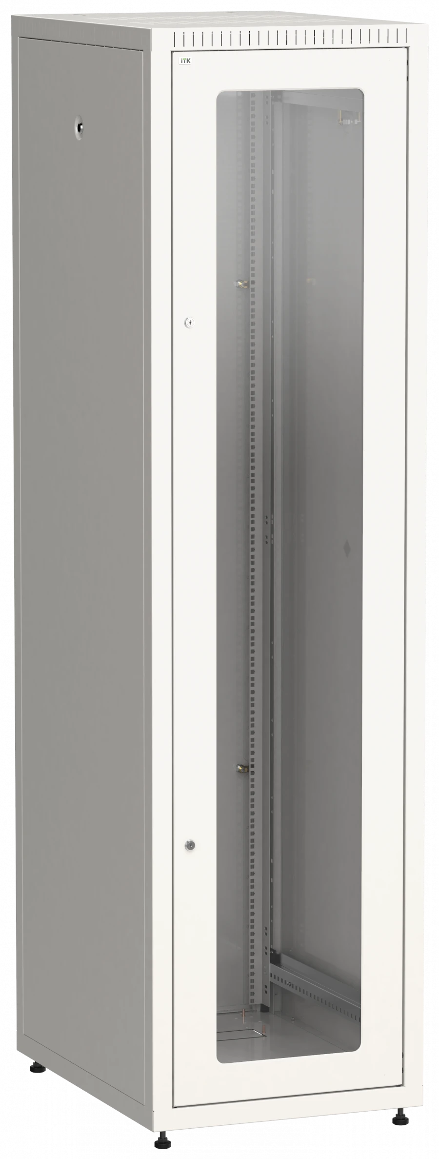 LE35-42U68-GM ITK Cupboard LINEA E 42U 600x800mm doors 2pc glass and metal grey.