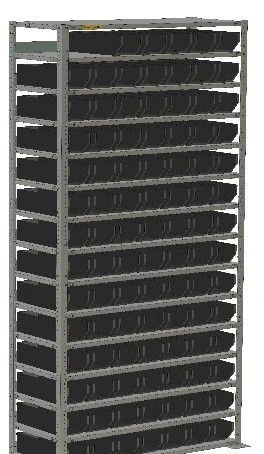 Shelf rack with 96 shelf containers