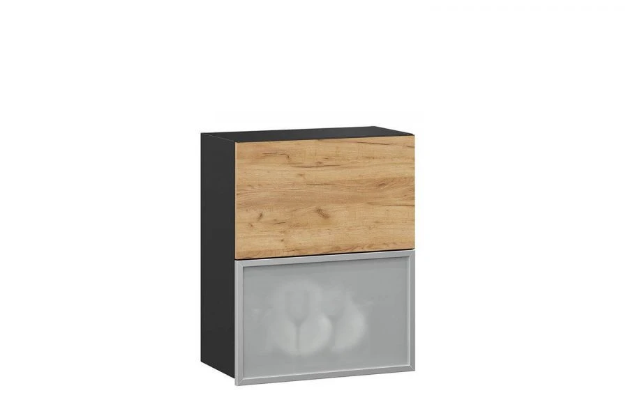 Sherwood LD.281380.000 Horizontal 600 cabinet front with glass (set) (Golden Oak/Aluminium )
