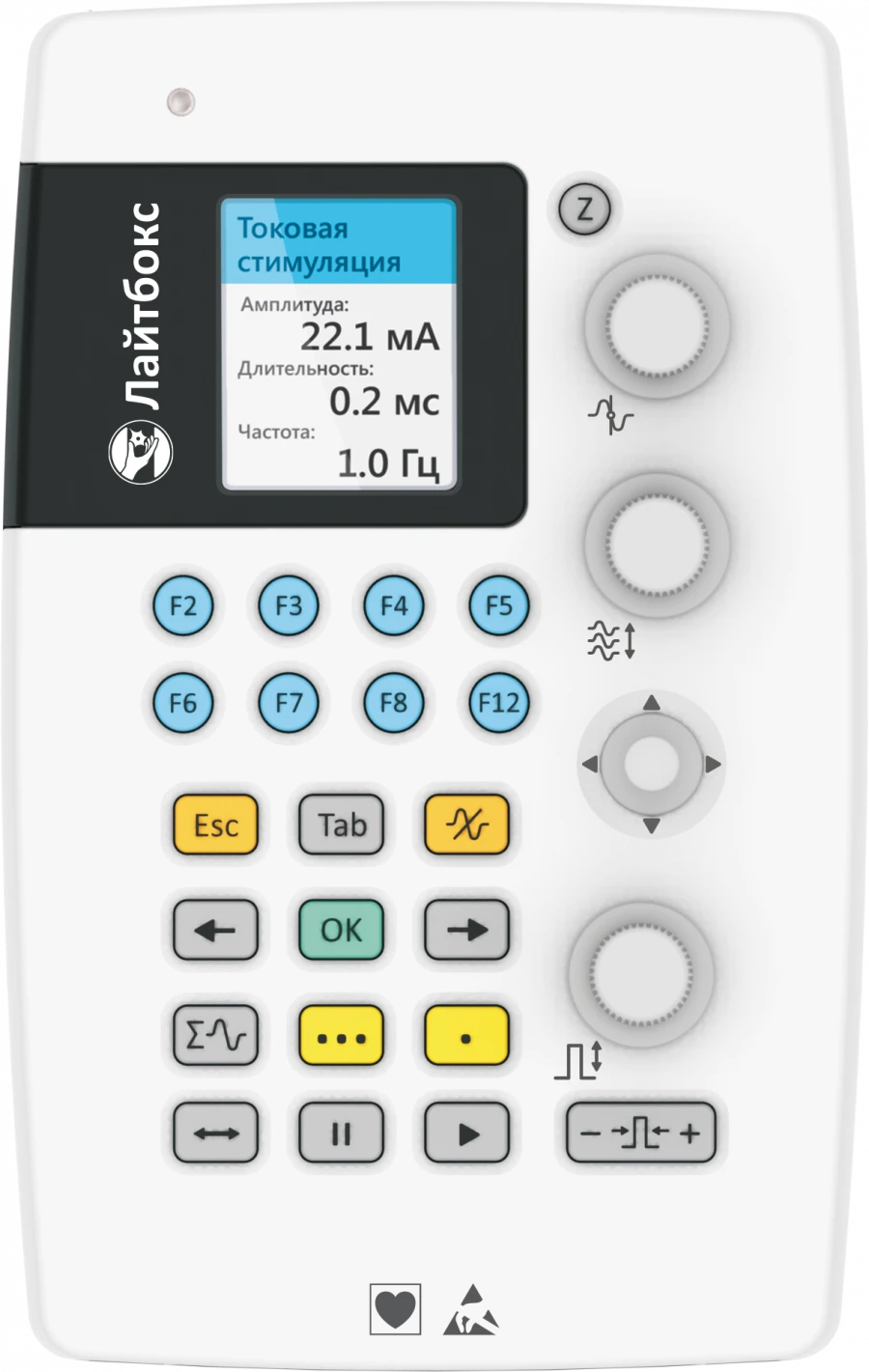Electroneuromyograph three-channel with function of investigation of evoked brain potentials and built-in keyboard "Lightbox"