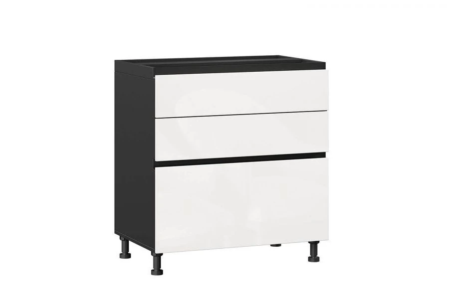 Sherwood LD.281150.000 Kitchen cabinet front 800 with 3 drawers LUX (4) (White gloss/Black )