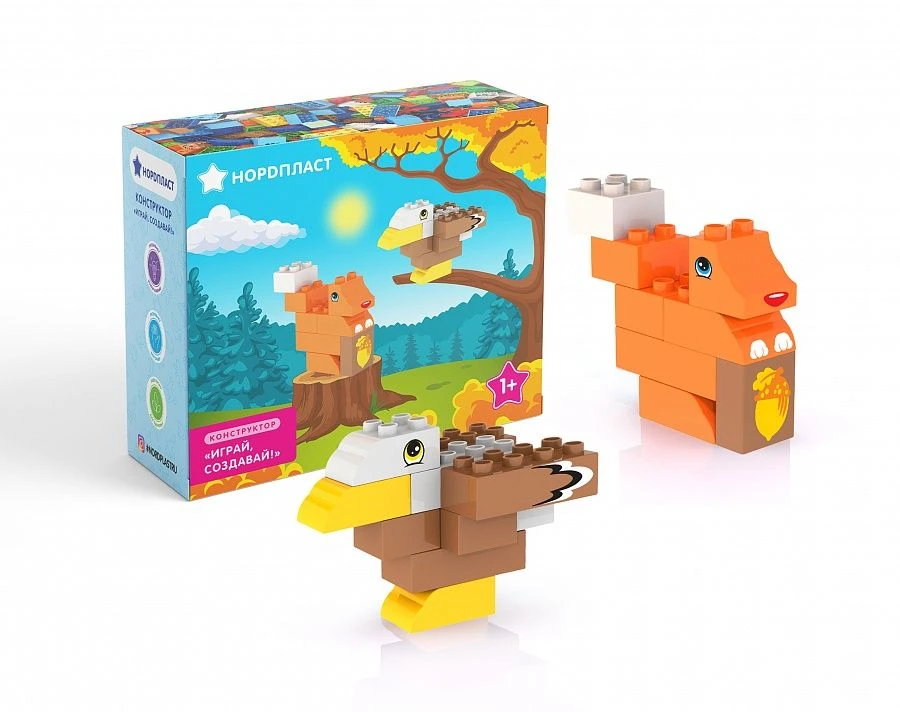Constructor "Play, Create (Squirrel and Eagle - 18 pieces)"