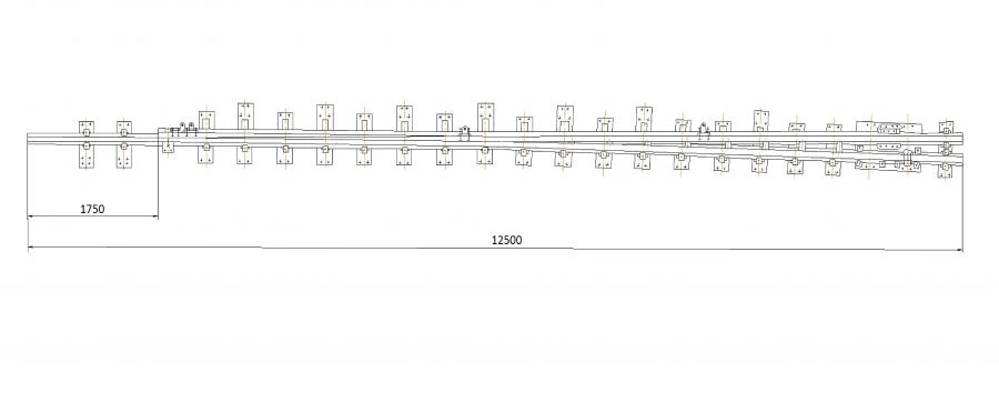 Curved frame rail of P65 type with straight shank of the project 2771.02.000-01