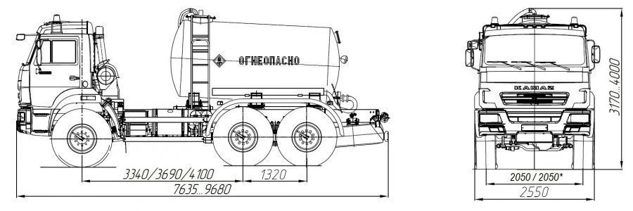 Oil and gas condensate collection tanker AKN/AKNS 4680A1-30 on chassis KAMAZ 5350-D5
