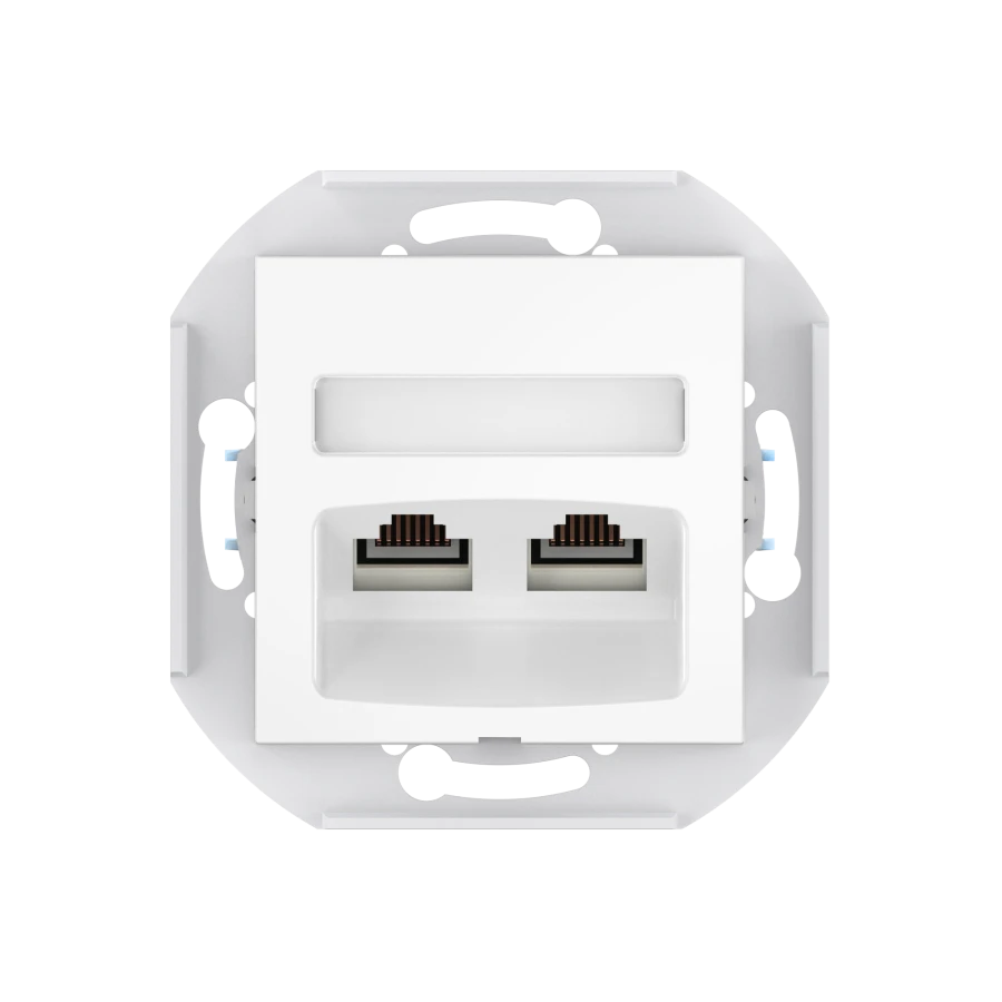 CADUCEUS ALING PRESTIGE Flush-mounted double computer socket with Keystone RJ45 8P8C cat.5e UTP modules, white, art. 601