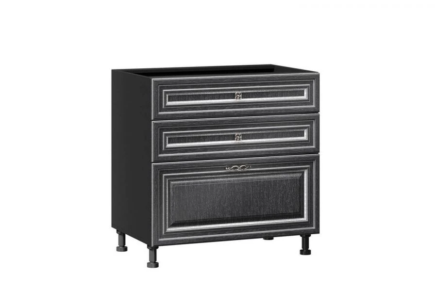 Type 4 LD.270800.000 Kitchen cabinet 800 with 3 drawers (4) LUX (without handle) (Black )