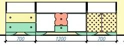 Set of furniture for playground mod.3 "Flowers". Size (w x d x h): 2600x420x770mm. (Furniture for kindergartens brand "Interior"
