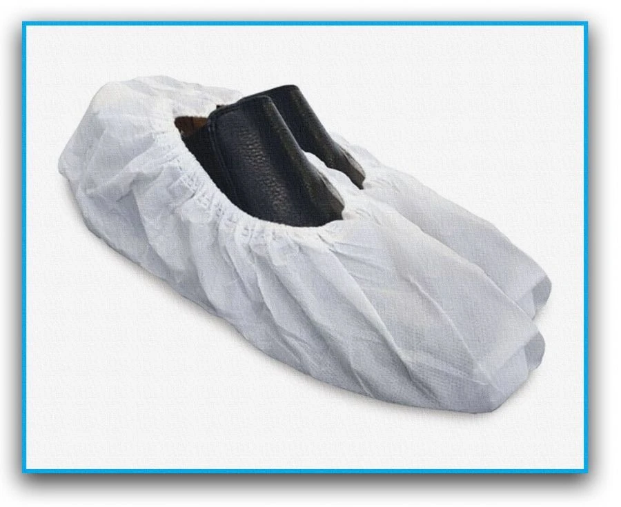 Medical disposable non-sterile shoe covers made of non-woven material with two elastic bands 40x15cm