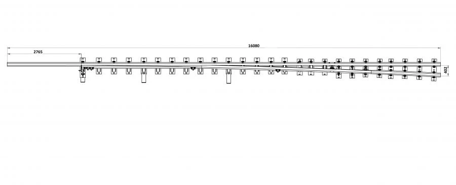 Straight frame rail with curved shank of project H01.001.6000.00
