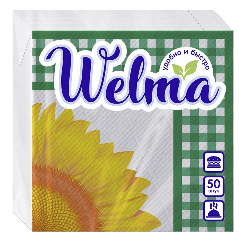 Single-Layer Decorative Paper Napkins with Sunflower Design, Pack of 50