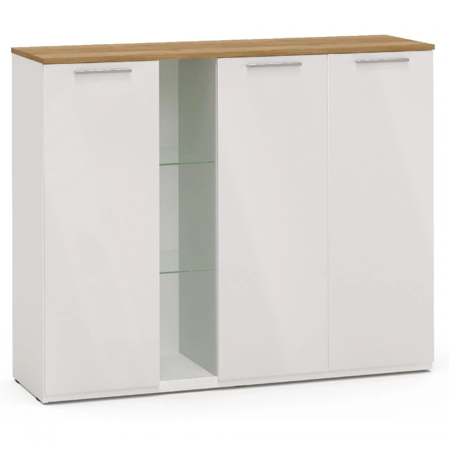 KC6 chest of drawers with glass 3 doors, from the set of cabinet furniture "ALTEA".