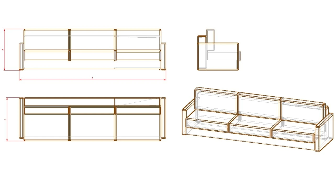 Three-seater sofa (D.3 series)