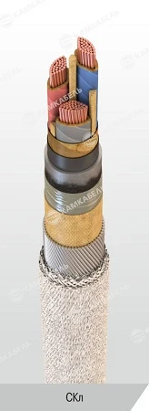 Power cable with copper conductors with impregnated paper insulation, for voltage 1 kV of SKL grade according to TU 16.K09-143-2