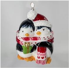 Handmade glass Christmas tree toy "Penguin Family"