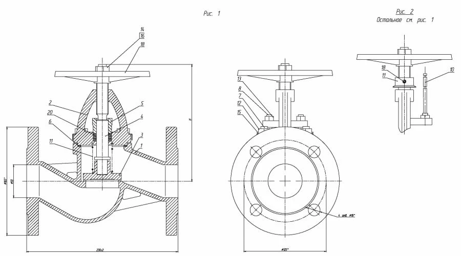 Non-return shut-off flanged bore valve with indicator DN 50 PN 10 series 458 (KMIA.491915.002-03)