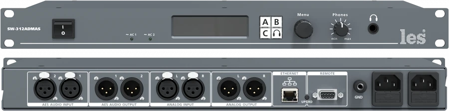 SW-312ADMAS - redundant switch for audio signals. 2 AES/EBU inputs, 1 analogue stereo.