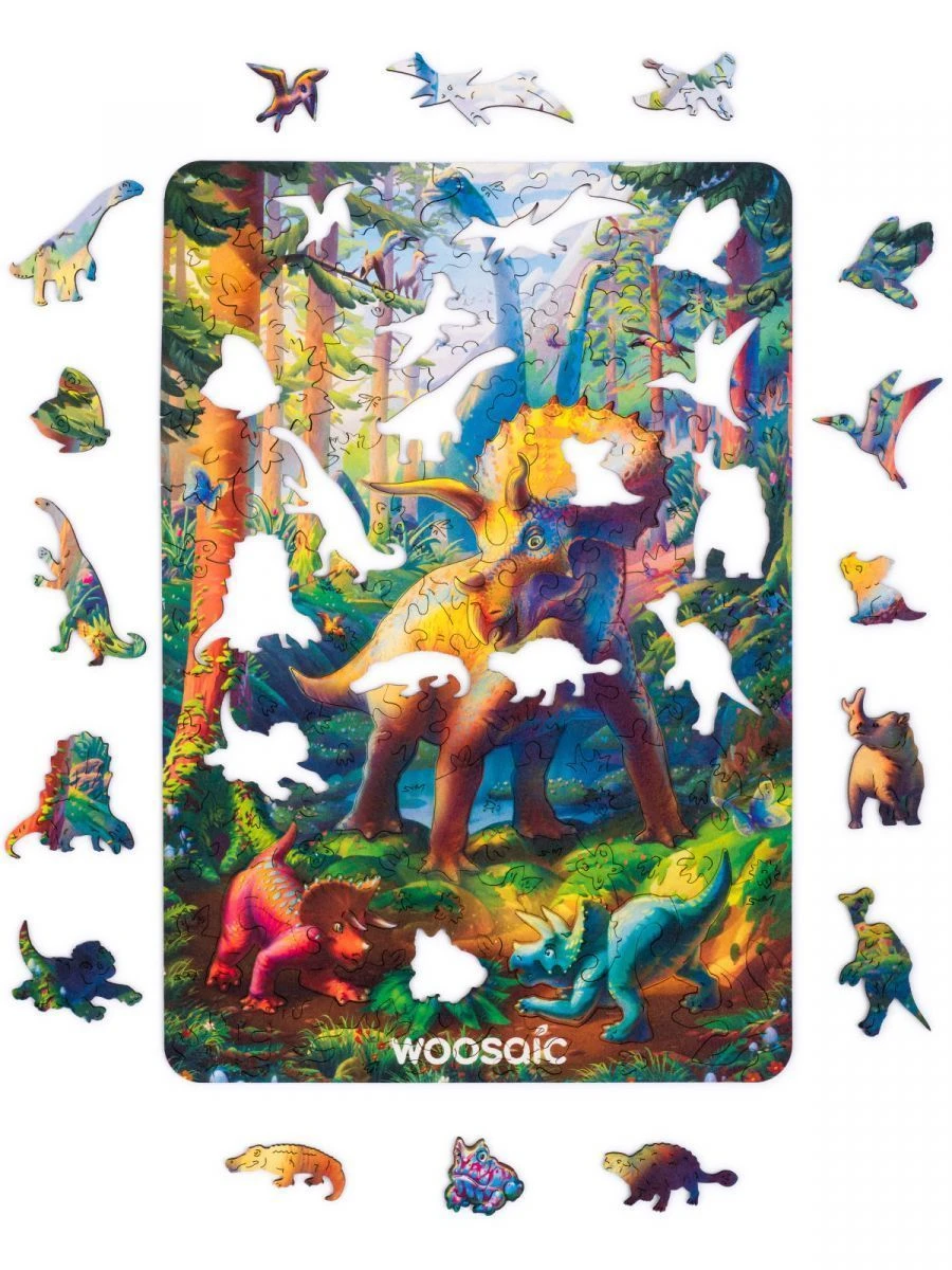 Educational puzzles of wood materials, coloured, without mechanisms, "Woosaic".