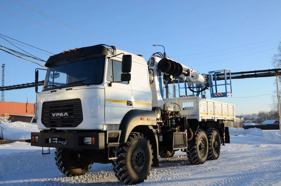 Multifunctional crane-manipulator MKM-200 of modification MKM-200-12 on chassis KAMAZ 43502-D5