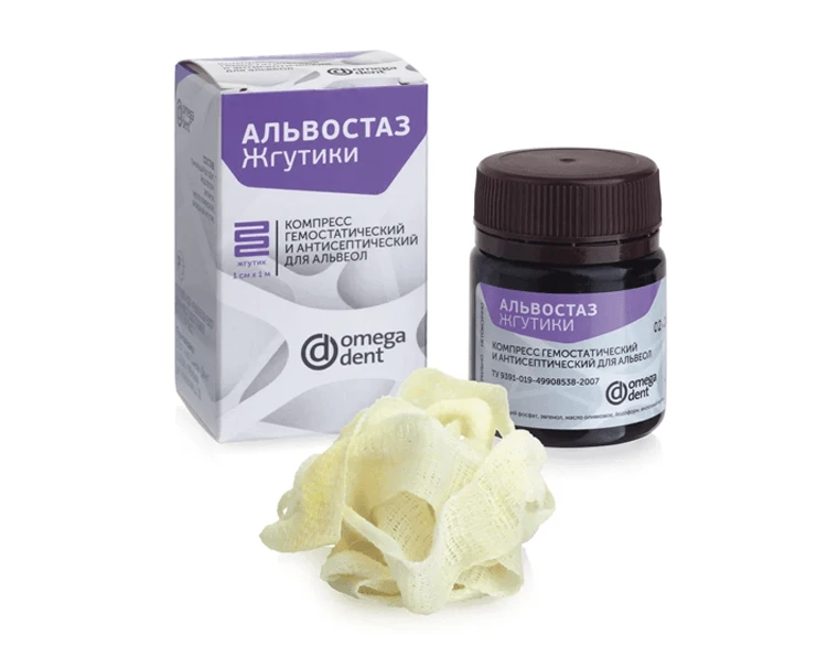Haemostatic and antiseptic compress for alveoli "Alvostaz-tourniquets" #3