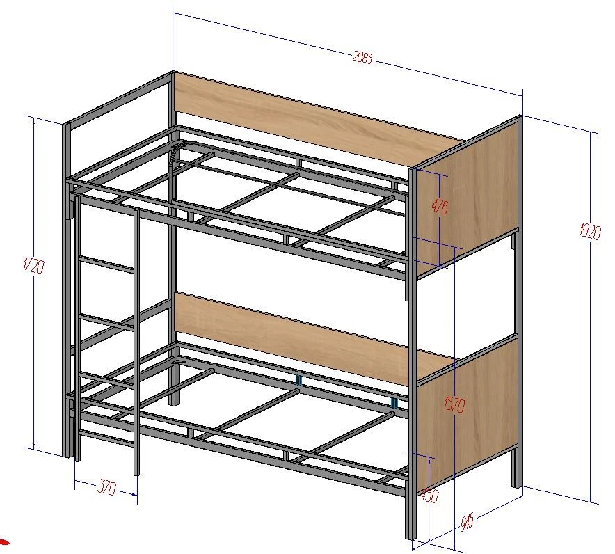 Metal bunk bed, art. no. 062/2023