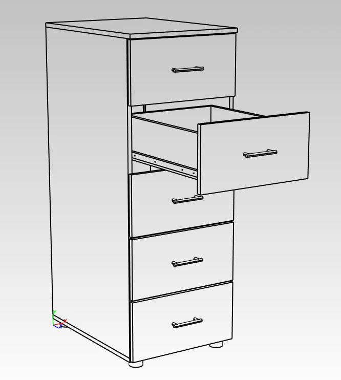 Kitchen case with drawers