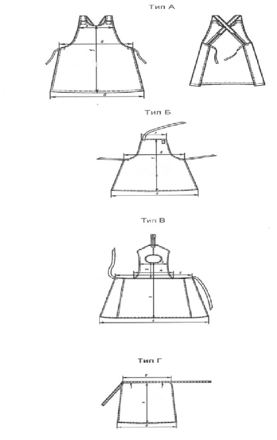 Special aprons, for protection against sparks and splashes of molten metal, general industrial pollution, mechanical effects, et