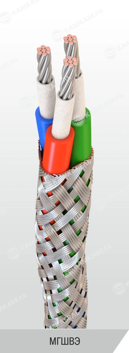 Mounting wire with combined fibre and polyvinylchloride insulation for operation at working alternating voltage up to 38