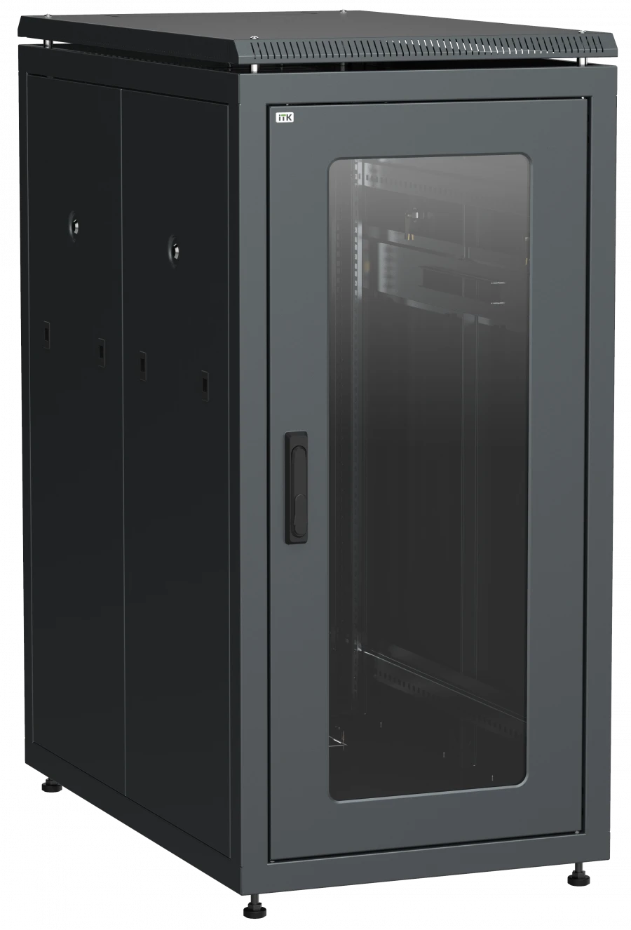 LN05-24U61-G ITK Network cabinet 19" LINEA N 24U 600x1000mm glass front door black