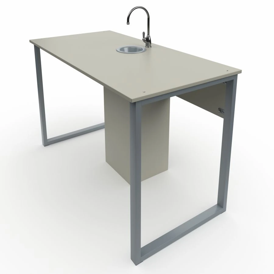 Pupil laboratory table with plumbing on rectangular tube